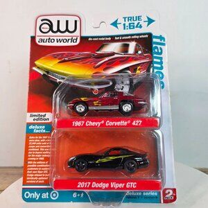 Auto World 2-Pack 1967 Chevy Corvette 427 & 2017 Dodge Viper GTC Die-Cast Models